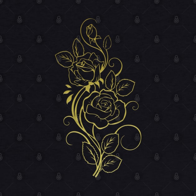 Gold Toned Roses Outline Bouquet by Roly Poly Roundabout